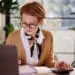 business woman looking at budget