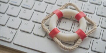 life preserver on keyboard