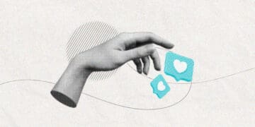 social media post conceptual collage hands and likes