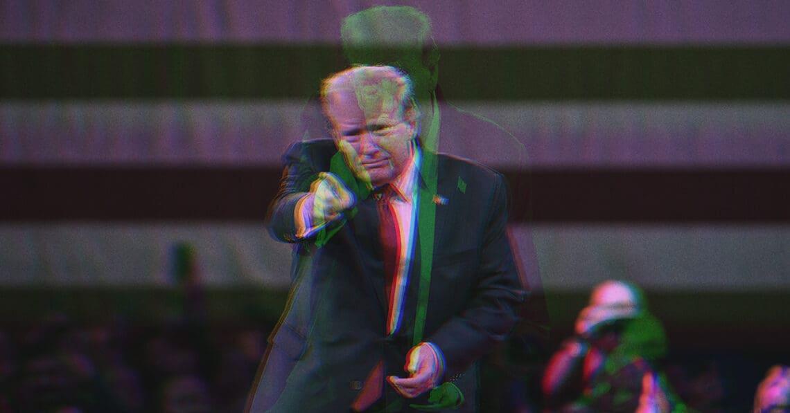 trump pointing on stage