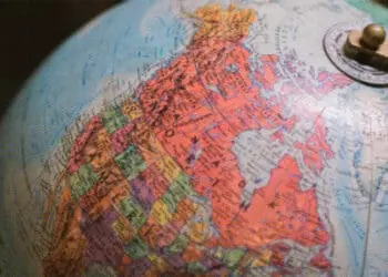 us on a globe