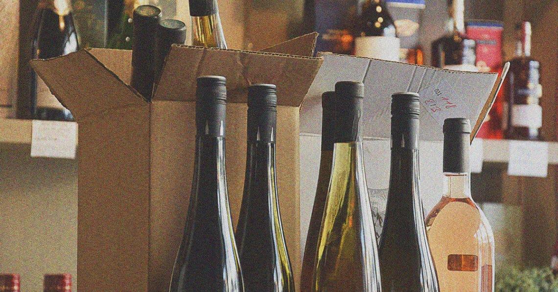 wine bottles in box for shipping