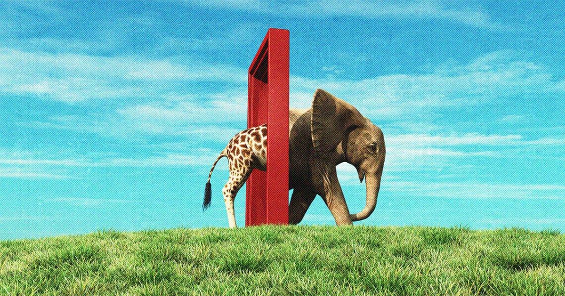 giraffe becoming elephant change concept