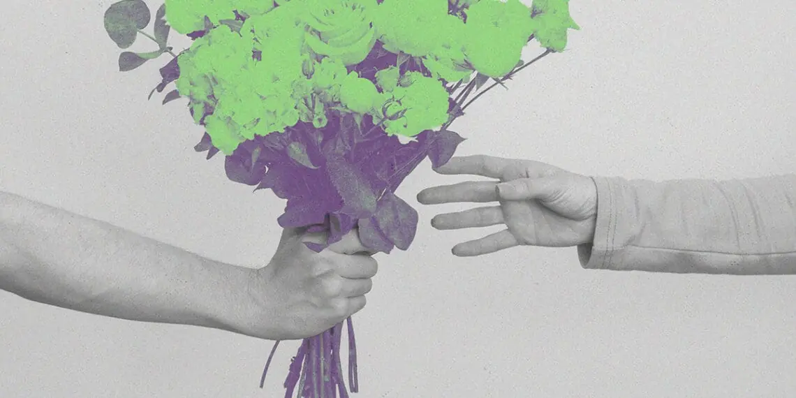 giving flowers