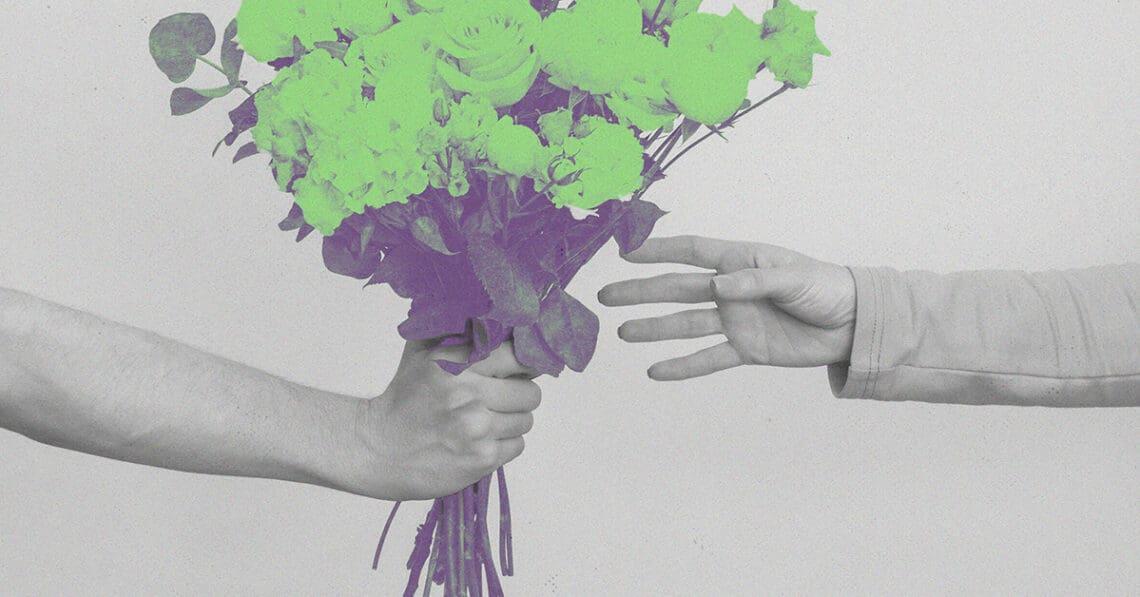 giving flowers