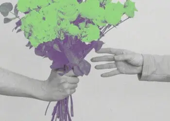 giving flowers