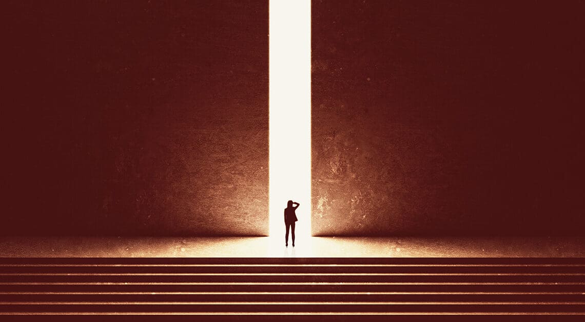 buisness woman looking ahead to risk