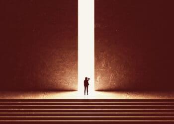 buisness woman looking ahead to risk