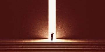 buisness woman looking ahead to risk