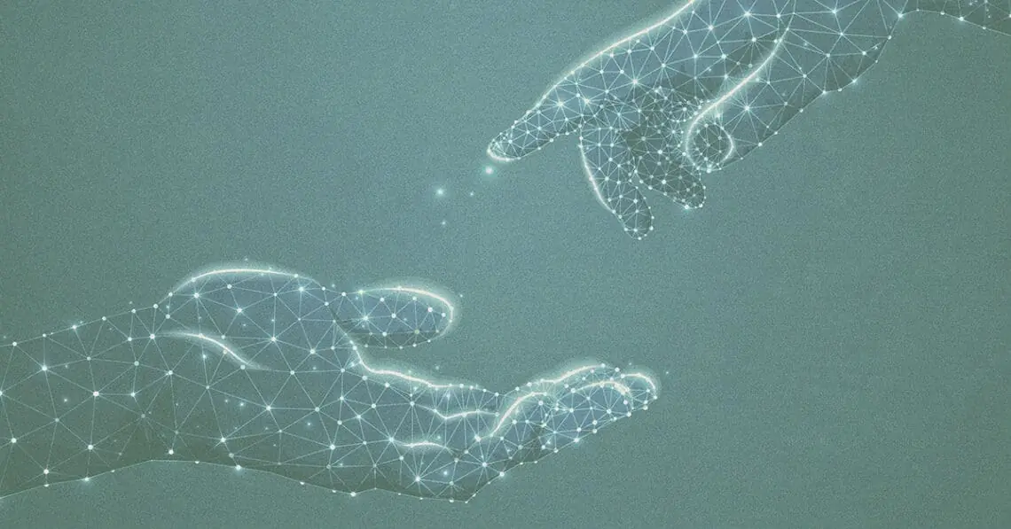 digital hands reaching out