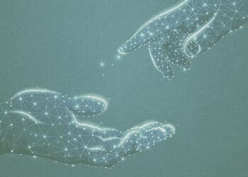 digital hands reaching out