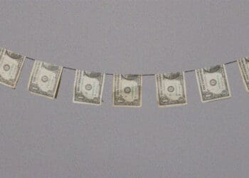 dollar bills on clothesline