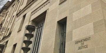 front of doj building