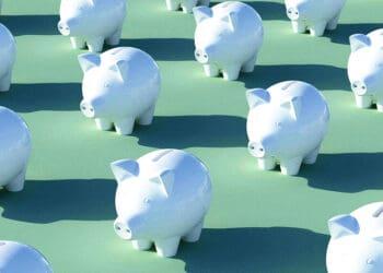 piggy banks in grid