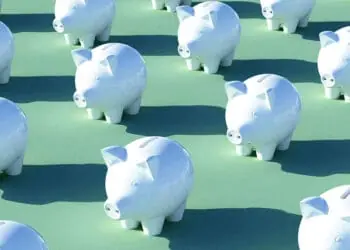 piggy banks in grid