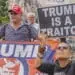 pro and anti trump protestors