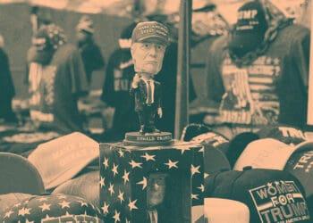 trump merch on table