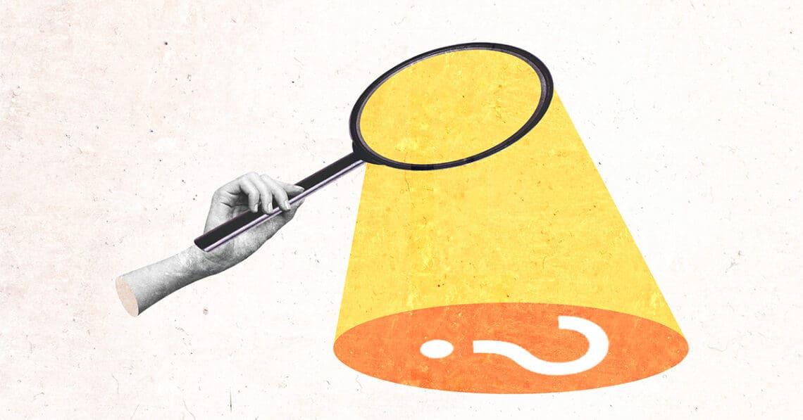 asking question conceptual collage