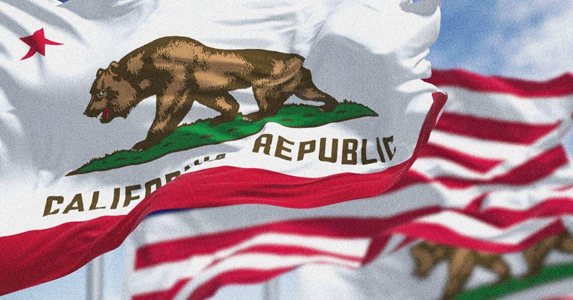 california state flag and us flag