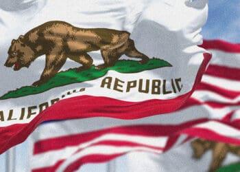 california state flag and us flag