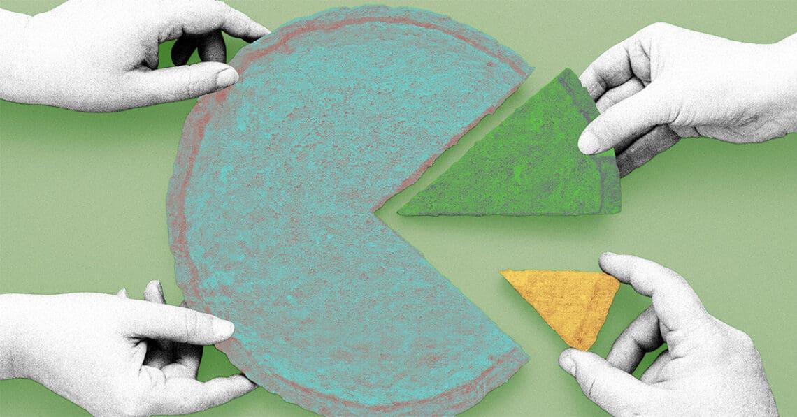 company ownership concept slices of pie