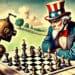 uncle sam playing chess with robot political cartoon