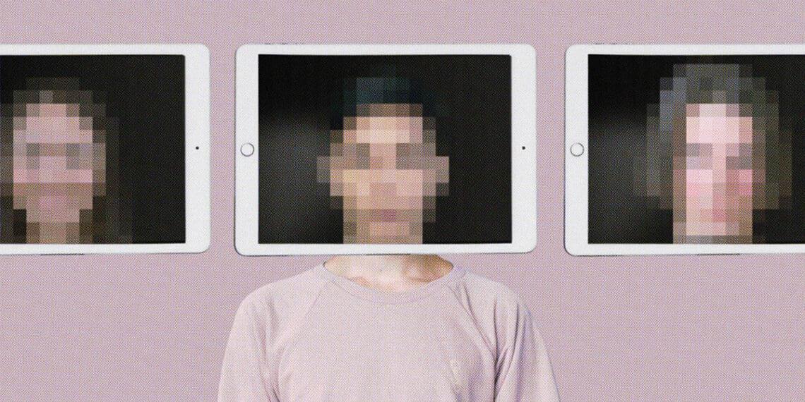 deepfake concept pixelated faces