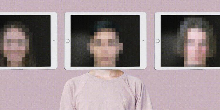 deepfake concept pixelated faces