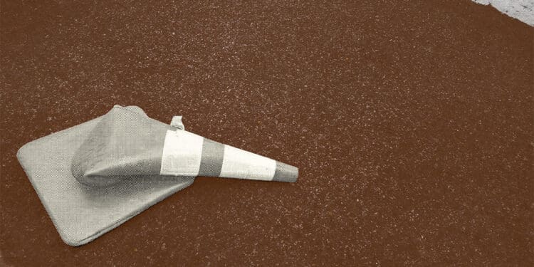 dented traffic cone