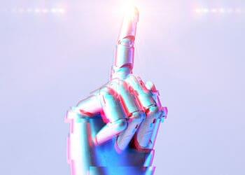 robot hand pointing to sky