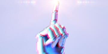 robot hand pointing to sky