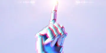robot hand pointing to sky