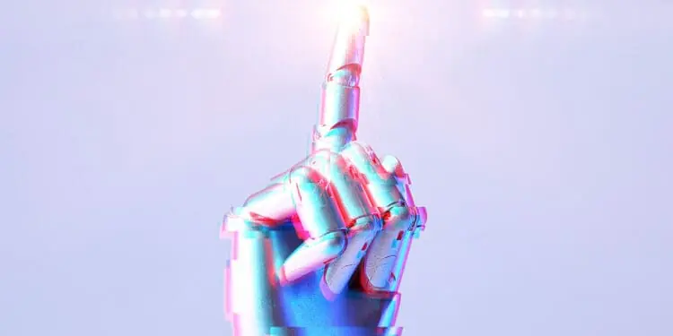 robot hand pointing to sky