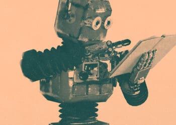 robot reading book generated by ai