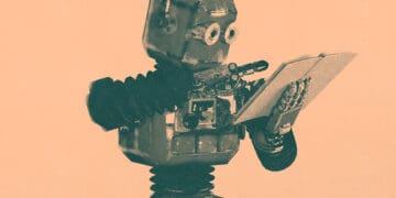 robot reading book generated by ai