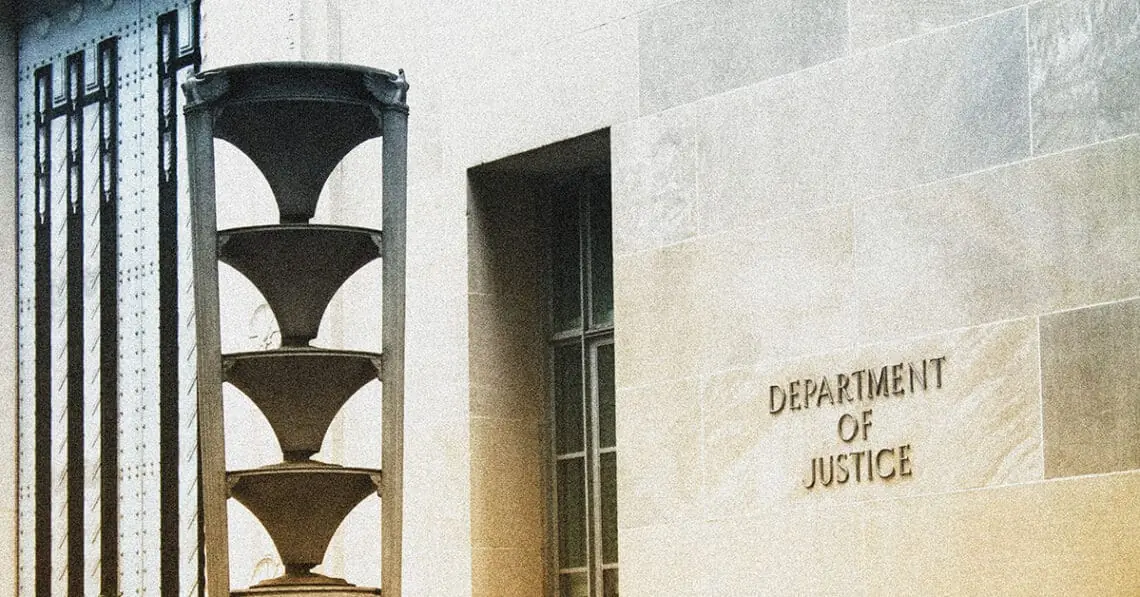 doj sign and sculpture