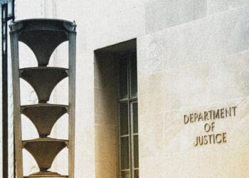 doj sign and sculpture