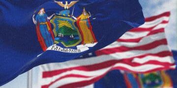 new york and us flags