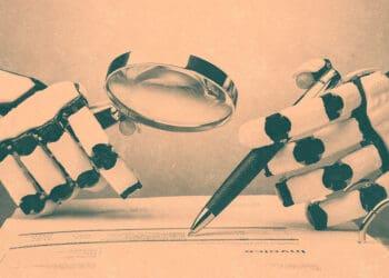 robot reviewing contract