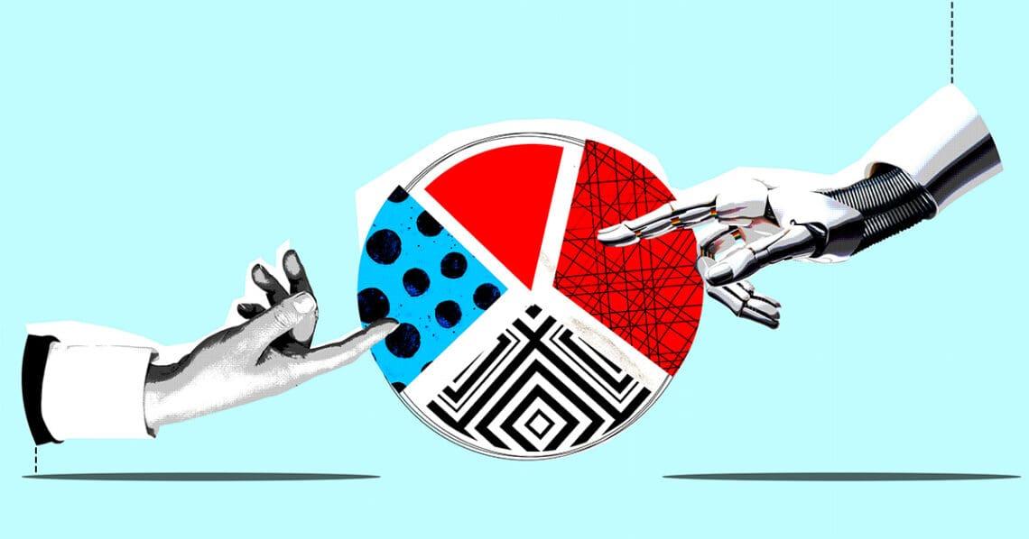 human robot working as team pie chart