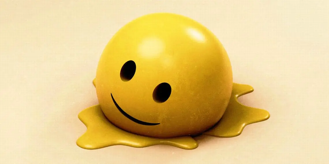 toxic positivity concept melting smiley face