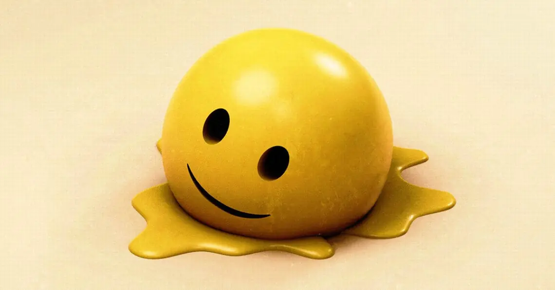 toxic positivity concept melting smiley face