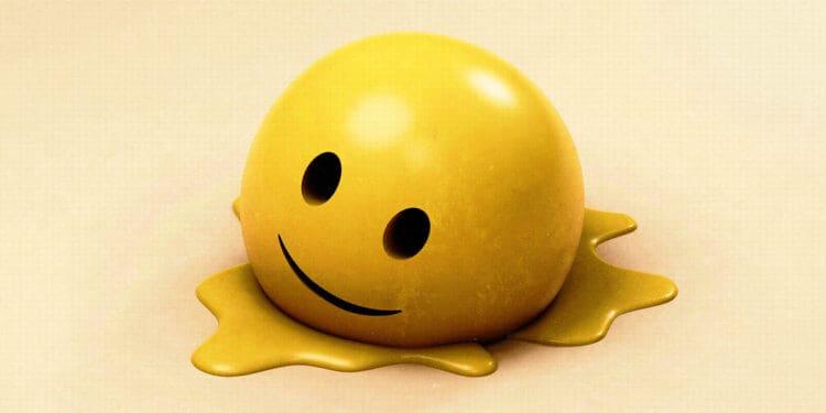 toxic positivity concept melting smiley face