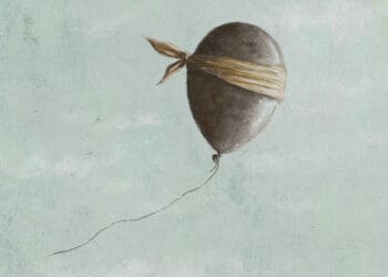 flying blind concept moody balloon drawing