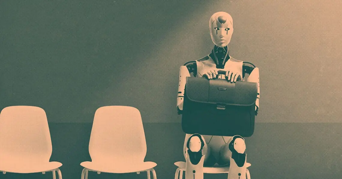 robot waiting for job interview