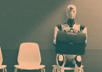 robot waiting for job interview