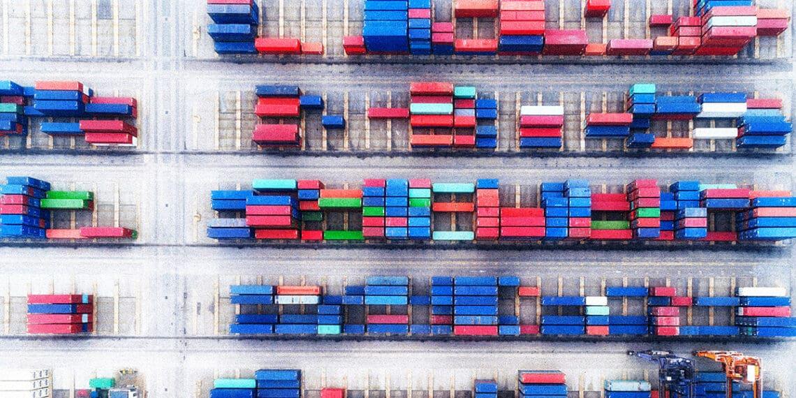 shipping containers aerial view