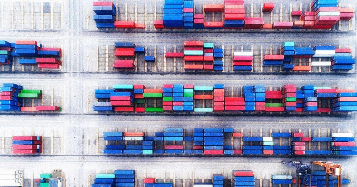 shipping containers aerial view