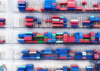 shipping containers aerial view