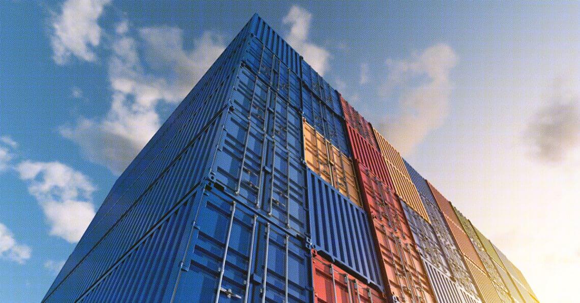 shipping containers in the sun